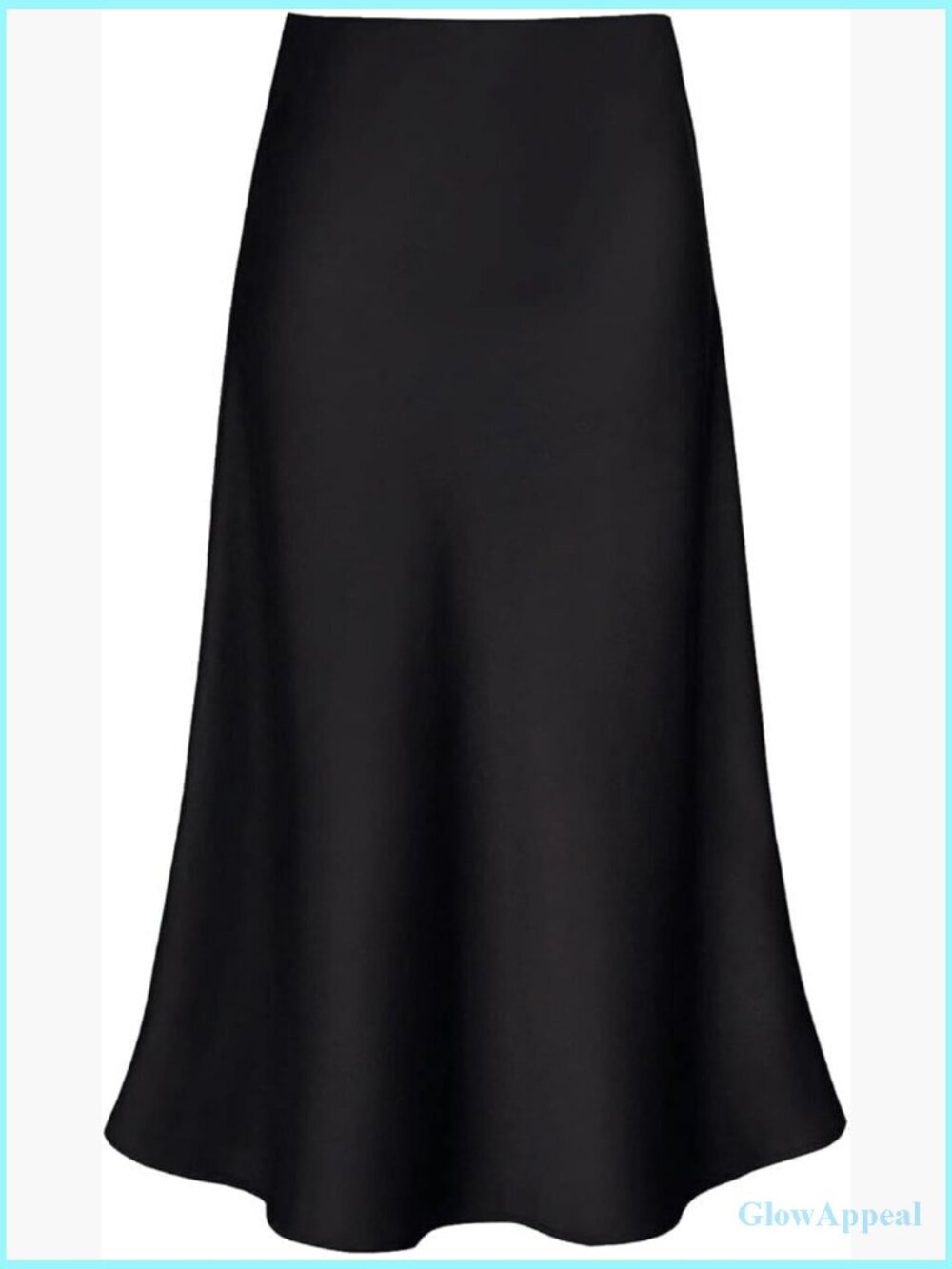 Satin High Waist Elastic Waistband Flared A Line Midi Skirt